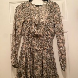 Green floral long sleeve dress